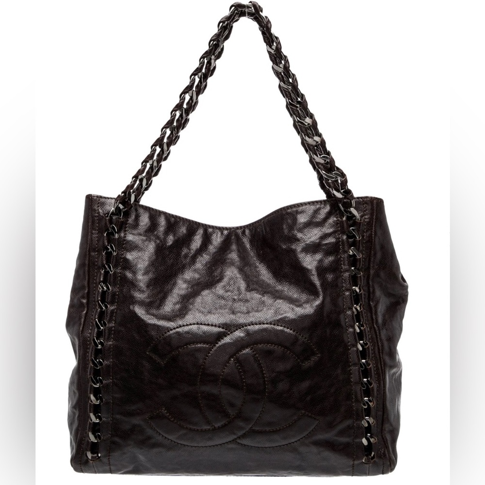 ‼️SOLD‼️ CHANEL 2006 Brown Caviar Leather Modern Chain Tote Bag 🤎